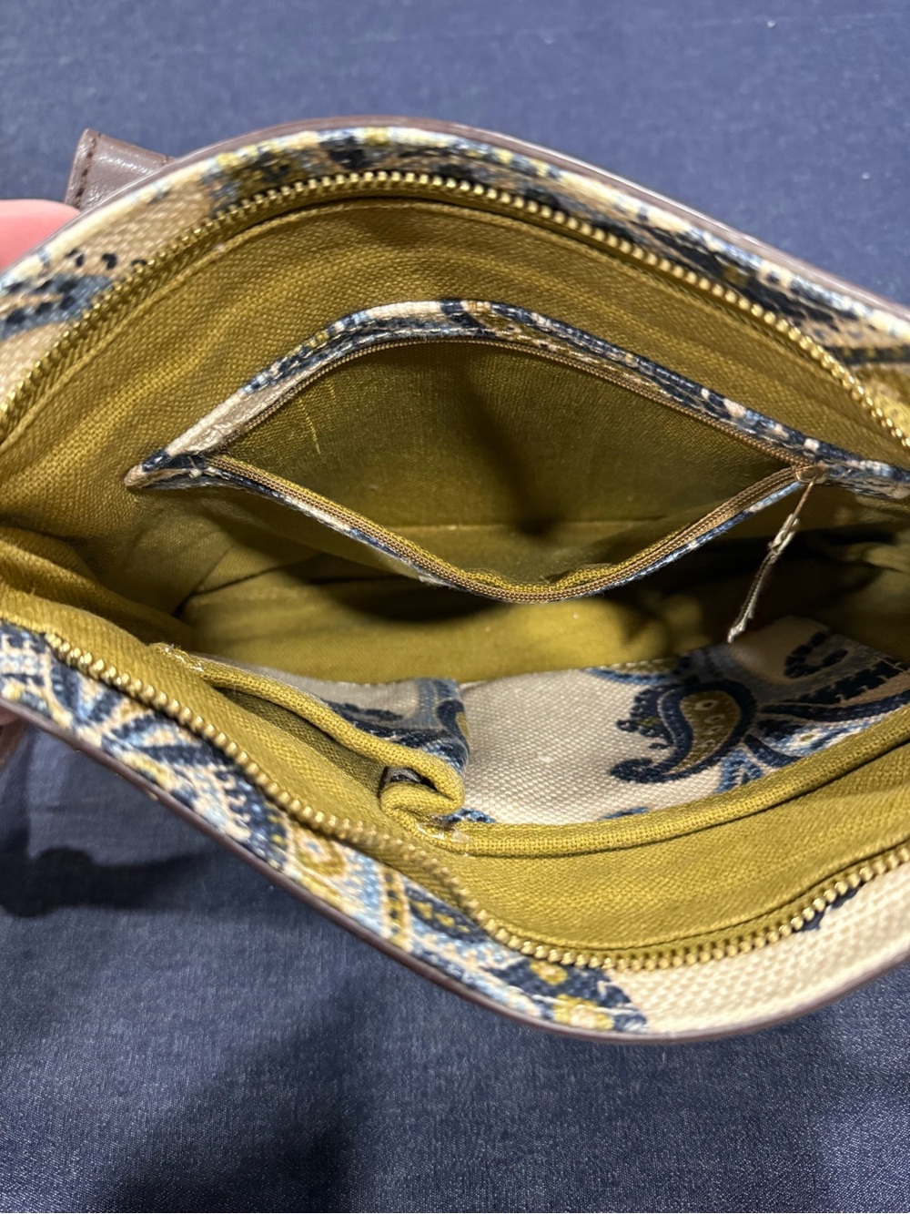 Spartina 449 Juliette Zipper Hipster in Cream, Blue & Mustard - Picture 3 of 11